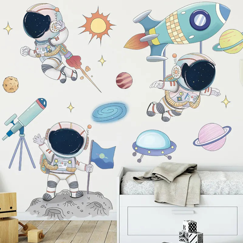 Children's room with Tipi Tipi Tap Space Astronaut, Planets & Solar System Wall Decals