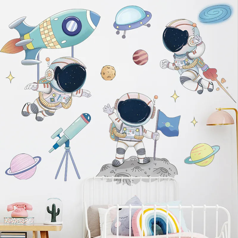 Tipi Tipi Tap Space Astronaut, Planets & Solar System Wall Decals in a child's room.
