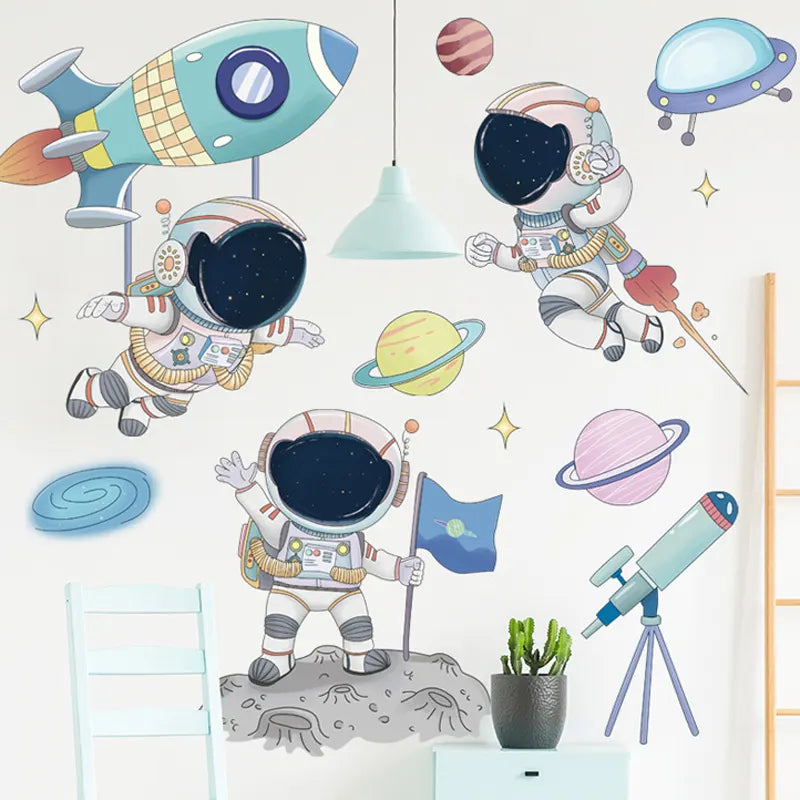 Tipi Tipi Tap Space Astronaut, Planets & Solar System Wall Decals on a white wall.