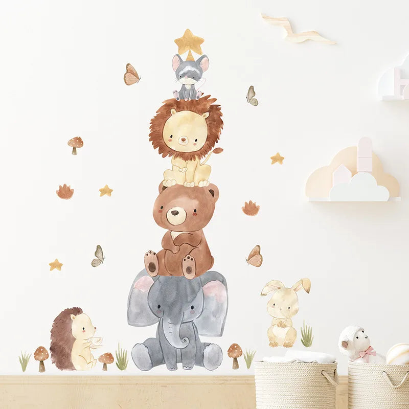 Stacked Animals Wall Decals for Kids Room & Nursery