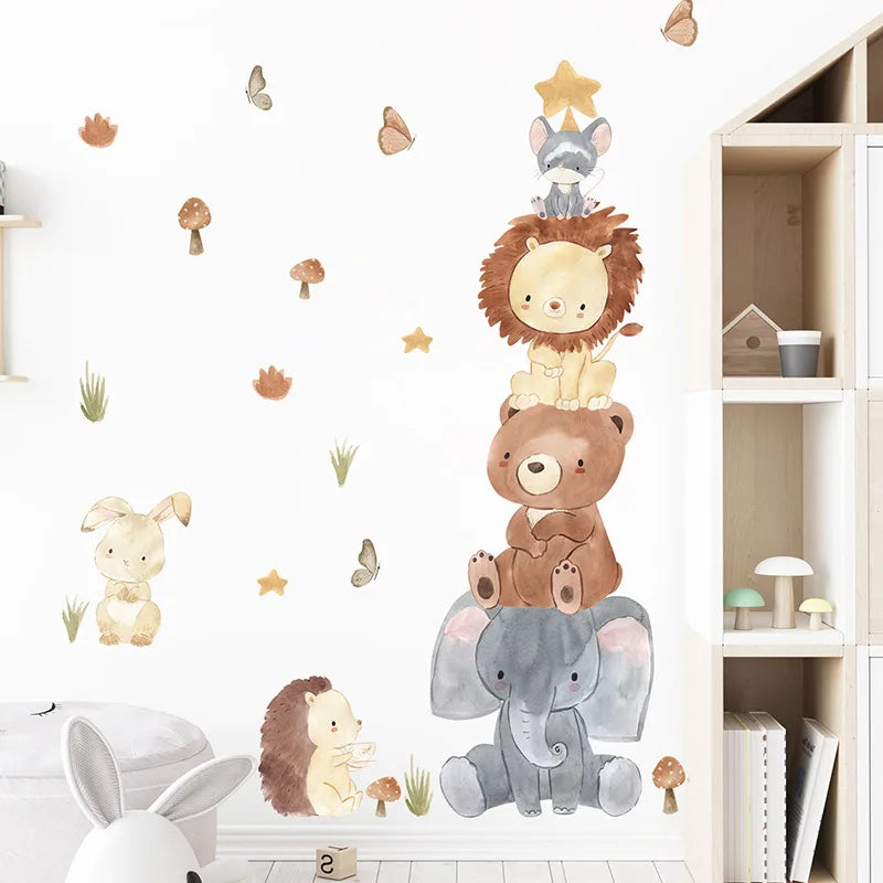 Stacked Animals Wall Decals for Kids Room & Nursery