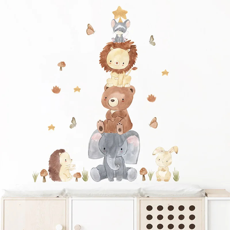 Stacked Animals Wall Decals for Kids Room & Nursery