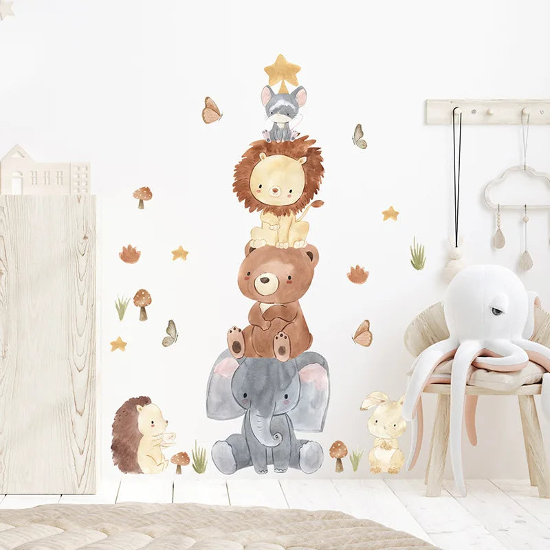 Stacked Animals Wall Decals for Kids Room & Nursery