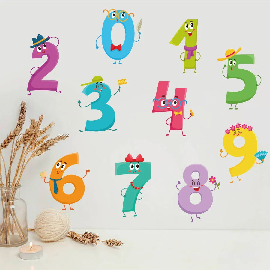 Pumkins Colorful cartoon-style numbers on a light background with decorative elements.